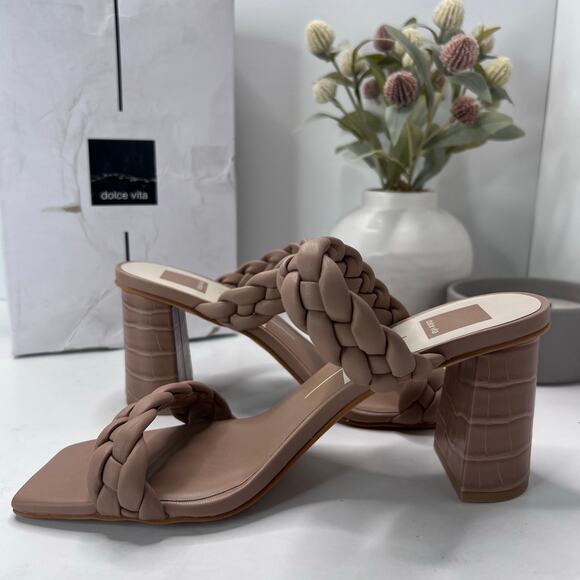 Dolce Vita Paily Croc Embossed Heel Sandal Café Stella Women 10 NWB Square Toe - Picture 6 of 11
